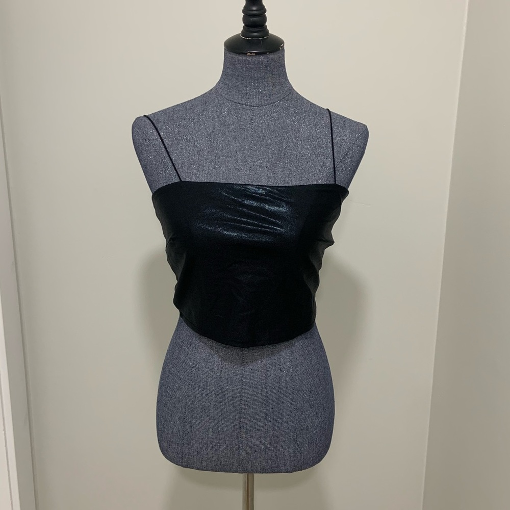 Black Holographic Like Crop top